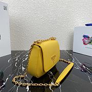 Prada Saffiano Leather Shoulder Bag In Yellow 1BD275 Size 22x14x6.5cm - 3