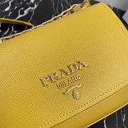 Prada Saffiano Leather Shoulder Bag In Yellow 1BD275 Size 22x14x6.5cm - 2