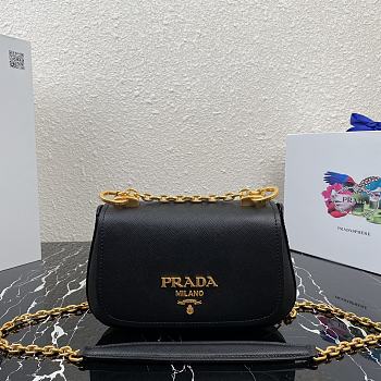 Prada Saffiano Leather Shoulder Bag In Black 1BD275 Size 22x14x6.5cm