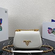 Prada Saffiano Leather Shoulder Bag In Chalk White 1BD275 Size 22x14x6.5cm - 1