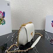 Prada Saffiano Leather Shoulder Bag In Chalk White 1BD275 Size 22x14x6.5cm - 4