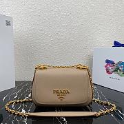 Prada Saffiano Leather Shoulder Bag In Beige 1BD275 Size 22x14x6.5cm - 1