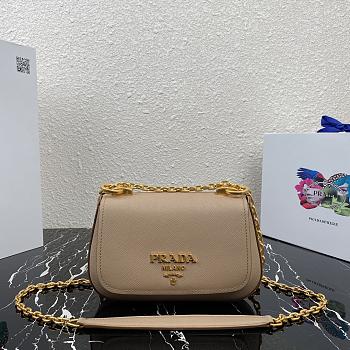 Prada Saffiano Leather Shoulder Bag In Beige 1BD275 Size 22x14x6.5cm
