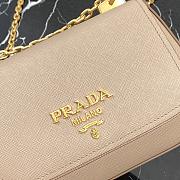 Prada Saffiano Leather Shoulder Bag In Beige 1BD275 Size 22x14x6.5cm - 3