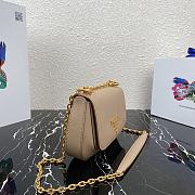 Prada Saffiano Leather Shoulder Bag In Beige 1BD275 Size 22x14x6.5cm - 2