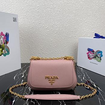 Prada Saffiano Leather Shoulder Bag In Pink 1BD275 Size 22x14x6.5cm