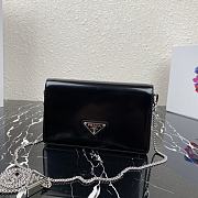 Prada Black Brushed Leather Shoulder Bag 1BD307 Size 19x10.5x3.5cm - 3