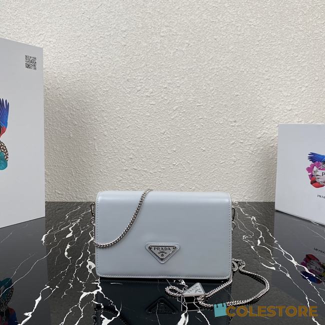 Prada Blue Brushed Leather Shoulder Bag 1BD307 19x10.5x3.5cm - 1