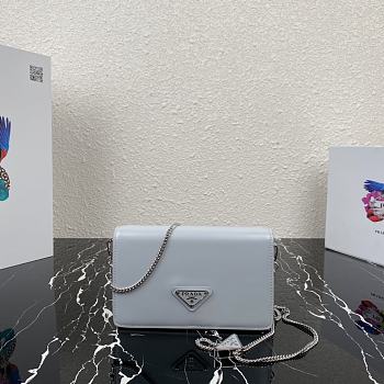 Prada Blue Brushed Leather Shoulder Bag 1BD307 19x10.5x3.5cm