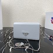 Prada Blue Brushed Leather Shoulder Bag 1BD307 19x10.5x3.5cm - 3