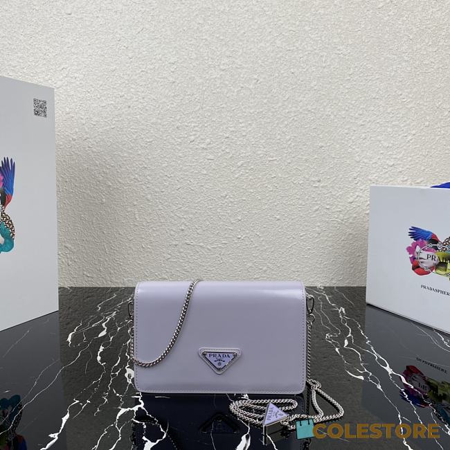 Prada Light Wisteria Brushed Leather Shoulder Bag 1BD307 Size 19x10.5x3.5cm - 1