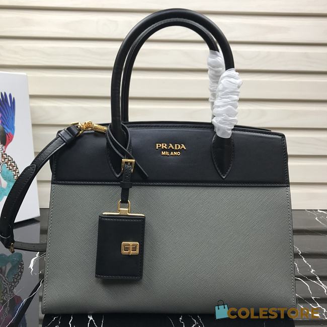 Prada Esplande Saffiano Leather Bag In Grey 1BA046 Size 30×23×15cm - 1