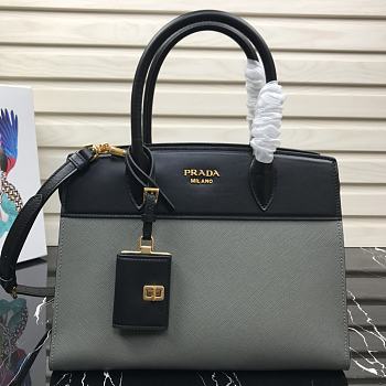 Prada Esplande Saffiano Leather Bag In Grey 1BA046 Size 30×23×15cm