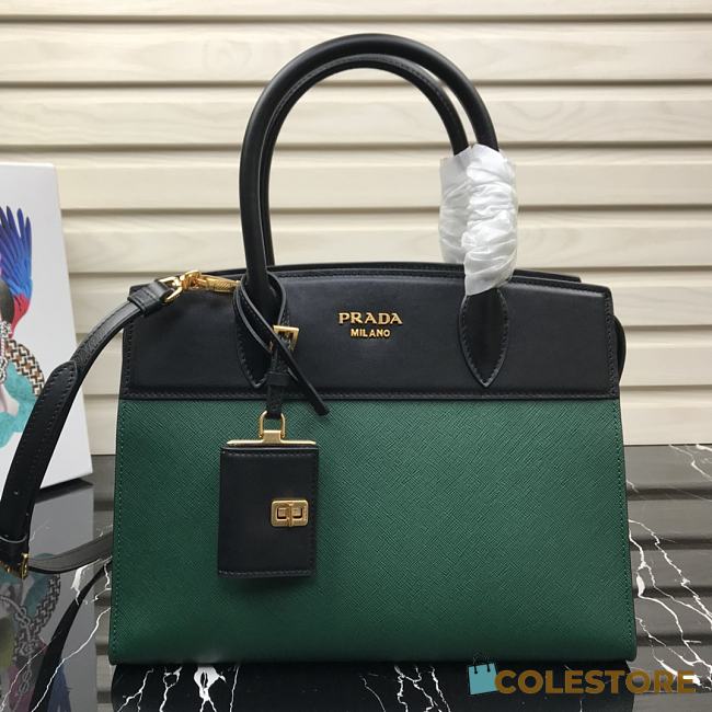 Prada Esplande Saffiano Leather Bag In Green 1BA046 Size 30×23×15cm - 1