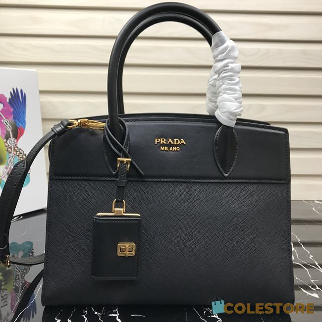 Prada Esplande Saffiano Leather Bag In Black 1BA046 Size 30×23×15cm - 1