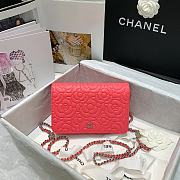 Chanel Camellia Wallet On Chain Rose Size 19cm - 1