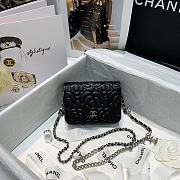 Chanel Small Camellia Wallet On Chain Black Rose Size 19cm - 4