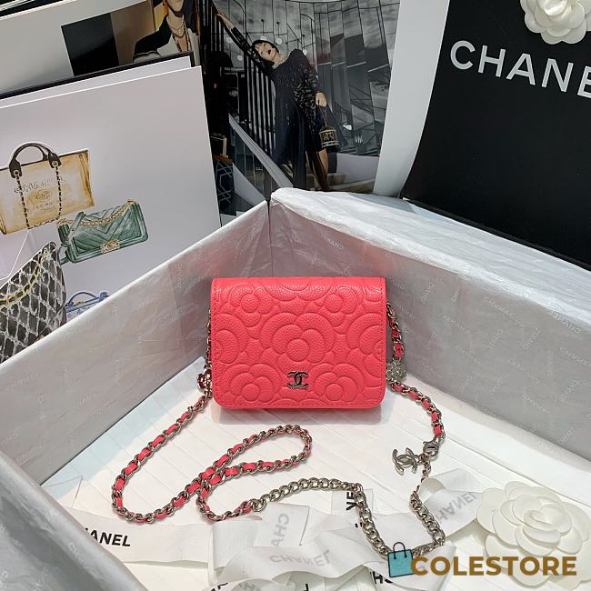 Chanel Small Camellia Wallet On Chain Rose Size 19cm - 1