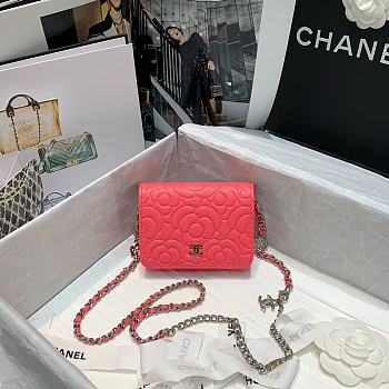 Chanel Small Camellia Wallet On Chain Rose Size 19cm