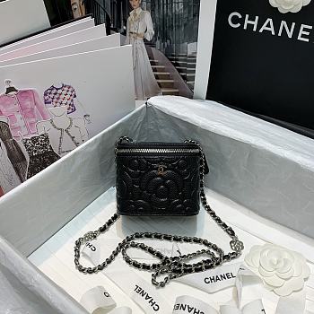Chanel Vanity Black Rose With Chain AP219 Size 10.5x8.5x7cm