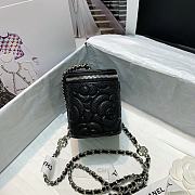 Chanel Vanity Black Rose With Chain AP219 Size 10.5x8.5x7cm - 6