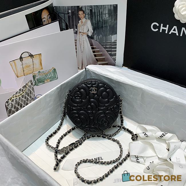 Chanel Camellia Round Clutch With Chain Size 12cm - 1
