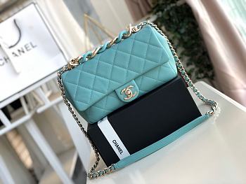 Chanel Blue Elegant Resin Double Chain Flap Bag Size 16x24x6cm