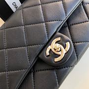 Chanel Elegant Resin Double Chain Flap Bag In Black Size 16x24x6cm - 3