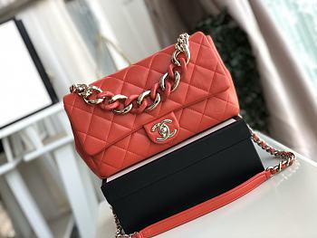 Chanel Elegant Resin Double Chain Flap Bag In Red Size 16x24x6cm