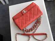 Chanel Elegant Resin Double Chain Flap Bag In Red Size 16x24x6cm - 5