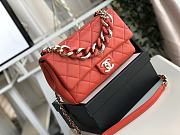 Chanel Elegant Resin Double Chain Flap Bag In Red Size 16x24x6cm - 4