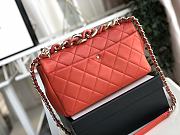 Chanel Elegant Resin Double Chain Flap Bag In Red Size 16x24x6cm - 3