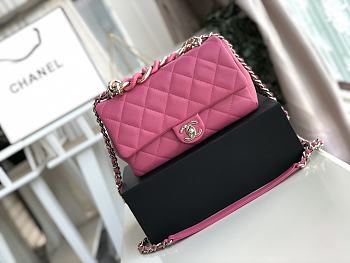 Chanel Elegant Resin Double Chain Flap Bag In Pink Size 16x24x6cm