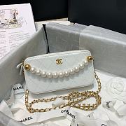 Chanel Double Zip Clutch Pearl Chain In White Size 19cm - 3