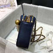 Chanel Double Zip Clutch Pearl Chain In Blue Size 19cm - 5