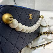 Chanel Double Zip Clutch Pearl Chain In Blue Size 19cm - 4