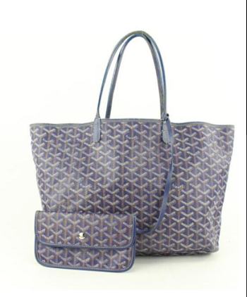 Goyard Blue Chevron St Louis PM Tote Bag with Pouch ABA02 
