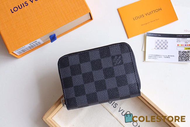 Louis Vuitton Zippy Damier Azur In Black N63070 Size 11x8.5x2cm  - 1