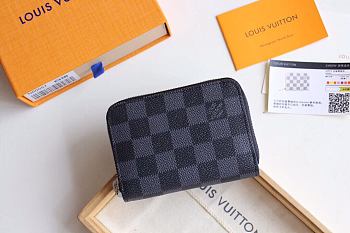 Louis Vuitton Zippy Damier Azur In Black N63070 Size 11x8.5x2cm 