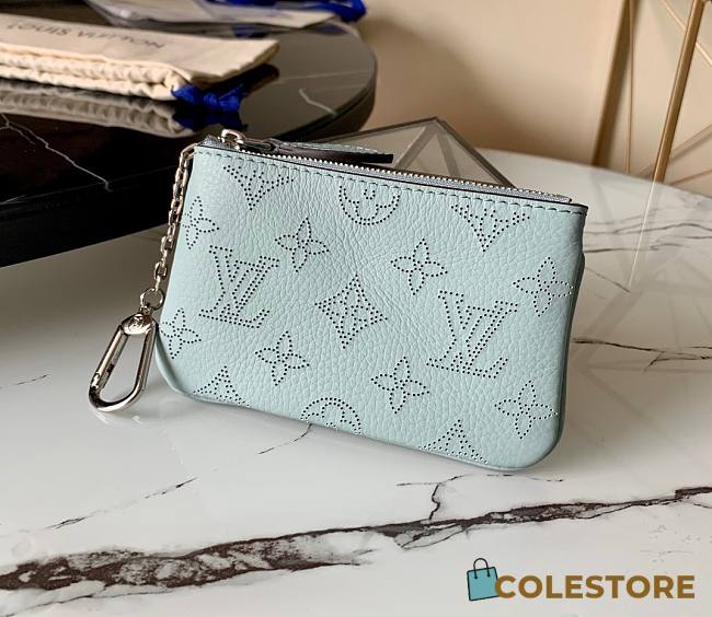 Louis Vuitton Key Pouch Mahina Leather In Blue M69508 Size 13.8X9X1.5cm - 1