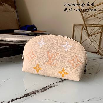 Louis Vuitton Cosmetic Pouch Yellow Monogram Empreinte Leather M80502 Size 19x12x6cm