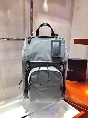 Prada Saffiano Backpack In Grey 2VZ135 Size 27x45x17cm