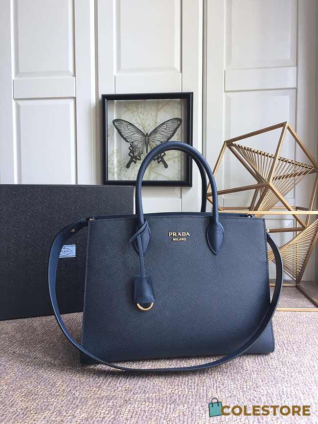 Prada Saffiano Leather In Ocean Blue Bag PR153 Size 33.5x24x9cm - 1