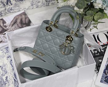 Lady Dior My ABC Blush Cannage Lambskin In Grey M0538 Size 20cm