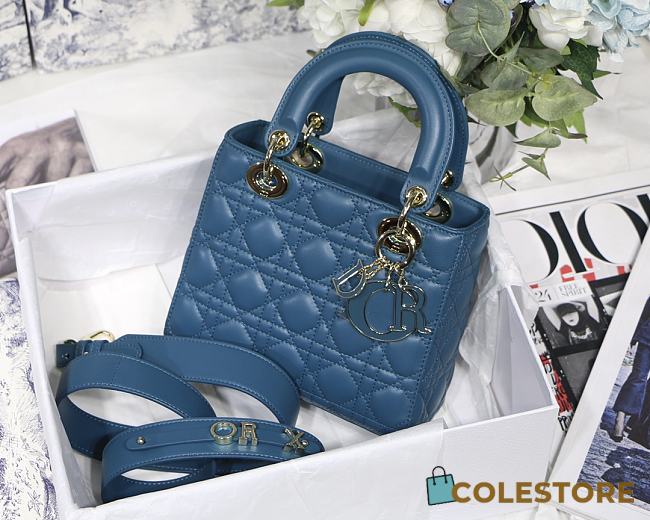 Lady Dior My ABC Blush Cannage Lambskin In Marine Blue M0538 Size 20cm - 1