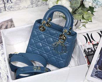Lady Dior My ABC Blush Cannage Lambskin In Marine Blue M0538 Size 20cm