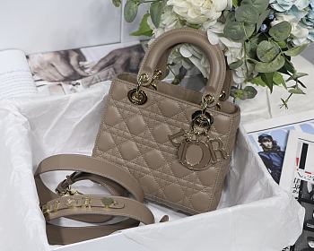 Lady Dior My ABC Blush Cannage Lambskin In Milk Tea M0538 Size 20cm