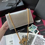 YSL Kate Chain Wallet With Tassel In Crinkled Metallic Leather 5055 - 5