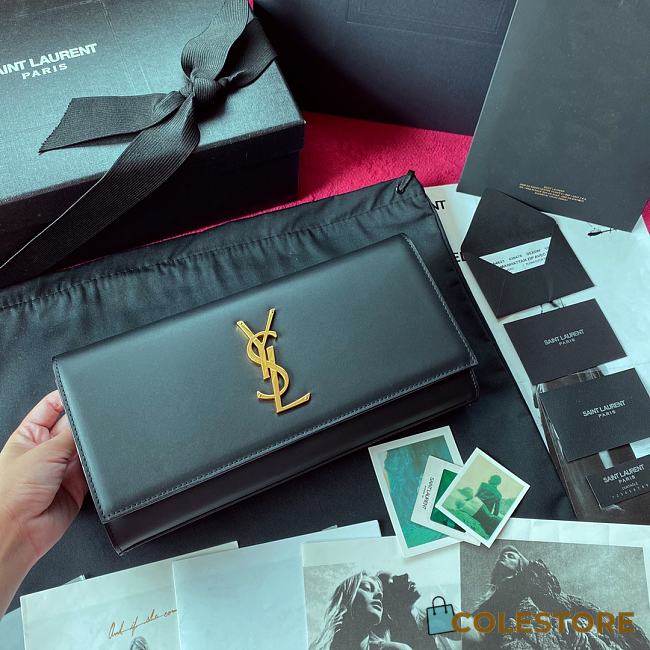 YSL Kate Clutch In Grain De Poudre Embossed Leather 326079 Size 27cm - 1