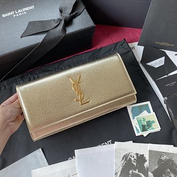 YSL Kate Clutch In Gold Grain De Poudre Embossed Leather 326079 Size 27cm